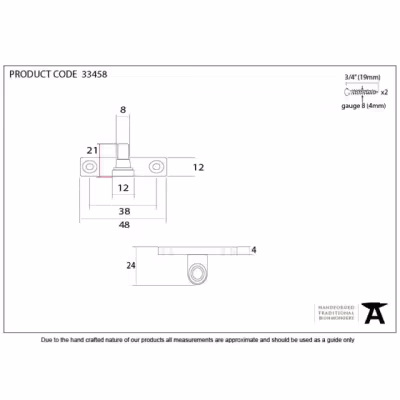 Polished Brass Cranked Stay Pin - Image 3