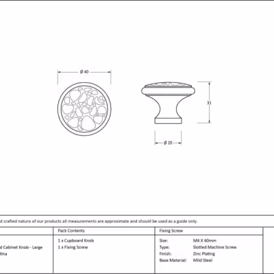 Pewter Hammered Cabinet Knob - Large - Image 3