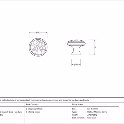 Pewter Hammered Cabinet Knob - Medium - Image 3