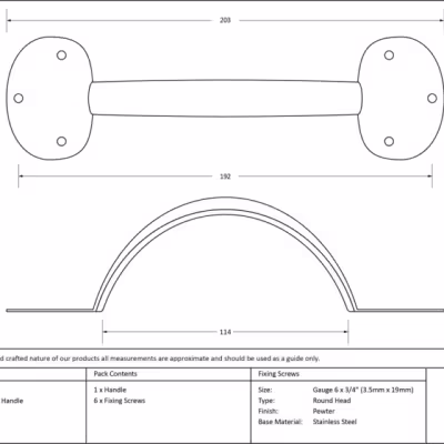 Pewter 8" Bean D Handle - Image 3