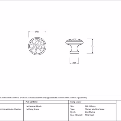 Black Hammered Cabinet Knob - Medium - Image 3