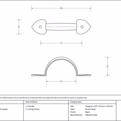 Black 4" Gothic D Handle - Image 3