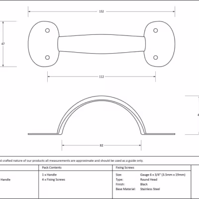 Black 6" Bean D Handle - Image 3