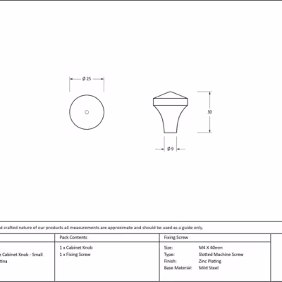 Pewter Shropshire Cabinet Knob - Small - Image 3