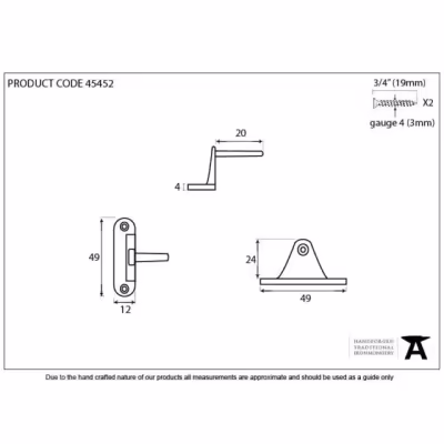 Aged Brass Cranked Casement Stay Pin - Image 3