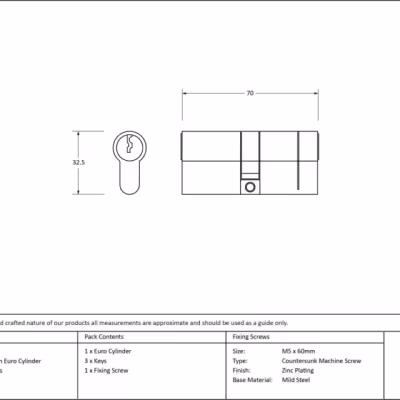 Aged Brass 35/35 5pin Euro Cylinder - Image 3
