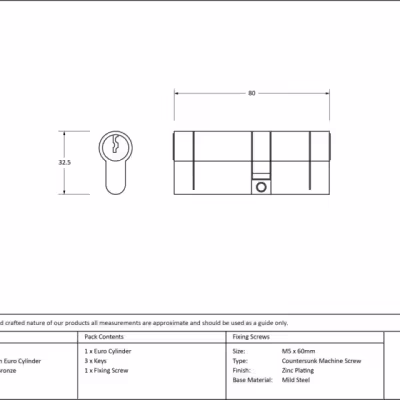 Polished Bronze 35/45 5pin Euro Cylinder - Image 3