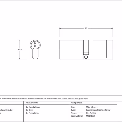Aged Brass 45/45 5pin Euro Cylinder - Image 3