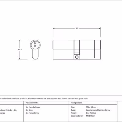 Polished Bronze 40/40 5pin Euro Cylinder KA - Image 3