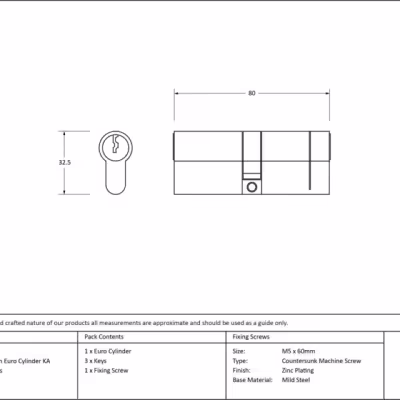 Aged Brass 40/40 5pin Euro Cylinder KA - Image 3