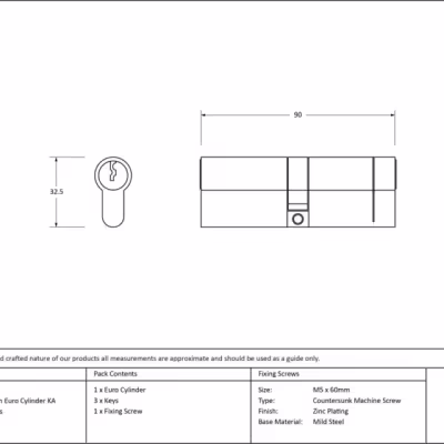 Aged Brass 45/45 5pin Euro Cylinder KA - Image 3