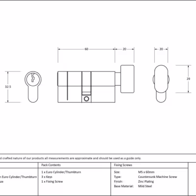 Aged Bronze 30/30 5pin Euro Cylinder/Thumbturn - Image 3