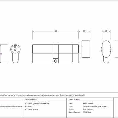 Pewter 40/40 5pin Euro Cylinder/Thumbturn - Image 3