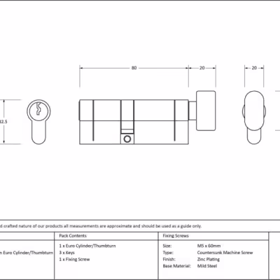 Aged Brass 35/45T 5pin Euro Cylinder/Thumbturn - Image 3