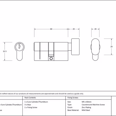 Aged Bronze 30/30 5pin Euro Cylinder/Thumbturn KA - Image 3