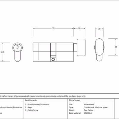 Aged Bronze 35/35 5pin Euro Cylinder/Thumbturn KA - Image 3