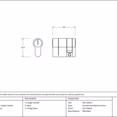 Aged Bronze 30/10 5pin Single Cylinder - Image 3