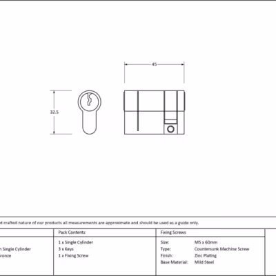 Polished Bronze 35/10 5pin Single Cylinder - Image 3