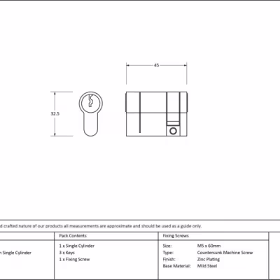 Pewter 35/10 5pin Single Cylinder - Image 3