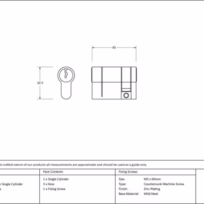 Aged Brass 35/10 5pin Single Cylinder - Image 3