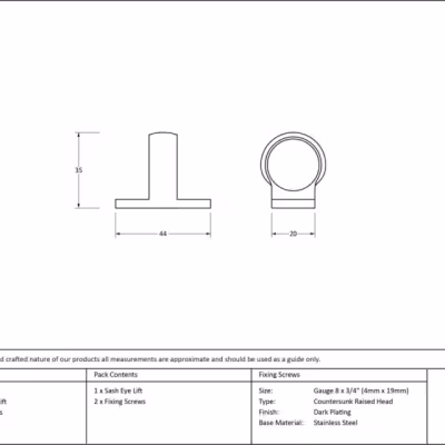 Aged Brass Sash Eye Lift - Image 3