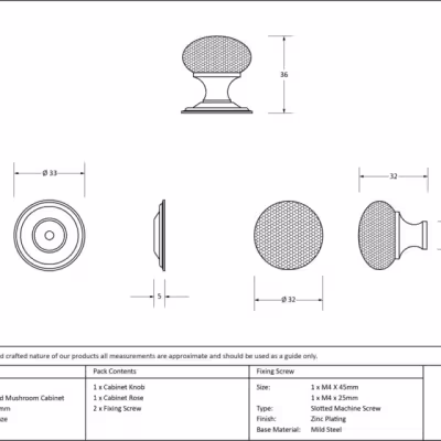 Aged Bronze Hammered Mushroom Cabinet Knob 32mm - Image 3