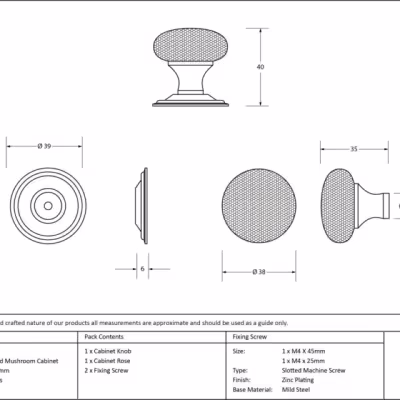 Aged Brass Hammered Mushroom Cabinet Knob 38mm - Image 3