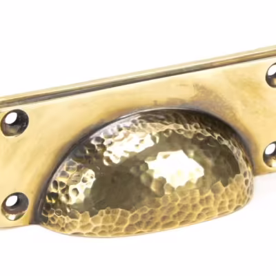 Aged Brass Hammered Art Deco Drawer Pull