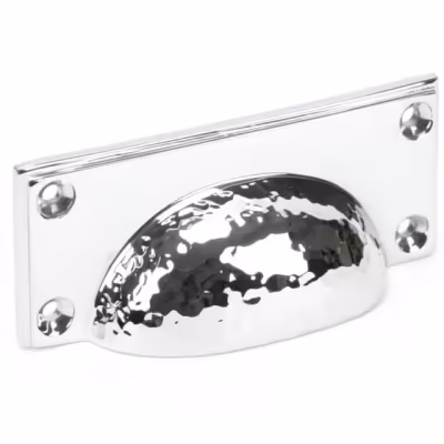 Polished Chrome Hammered Art Deco Drawer Pull