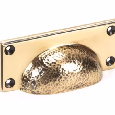 Polished Bronze Hammered Art Deco Drawer Pull
