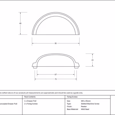 Pewter Regency Concealed Drawer Pull - Image 3