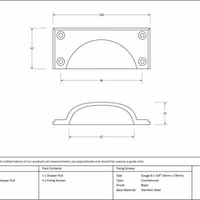 Black Art Deco Drawer Pull - Image 3