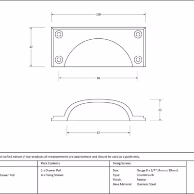 Pewter Art Deco Drawer Pull - Image 3