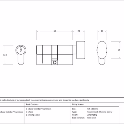 Lacquered Brass 30/30 5pin Euro Cylinder/Thumbturn KA - Image 3
