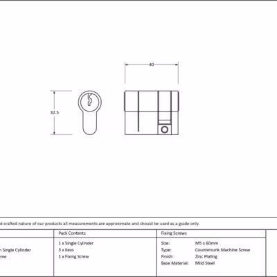 Satin Chrome 30/10 5pin Single Cylinder - Image 3