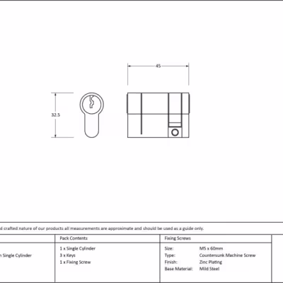Lacquered Brass 35/10 5pin Single Cylinder - Image 3
