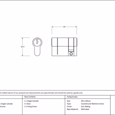 Polished Chrome 35/10 5pin Single Cylinder - Image 3