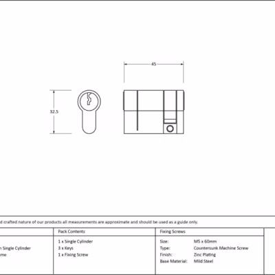 Satin Chrome 35/10 5pin Single Cylinder - Image 3