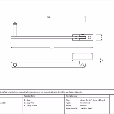 Beeswax 8" Roller Arm Stay - Image 2