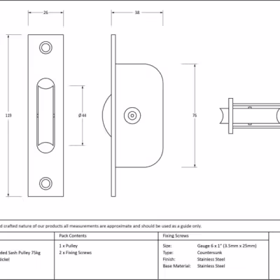 Polished Nickel Square Ended Sash Pulley 75kg - Image 3