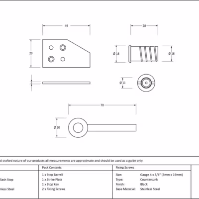 Black Key-Flush Sash Stop - Image 3