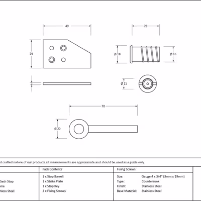Satin Chrome Key-Flush Sash Stop - Image 3