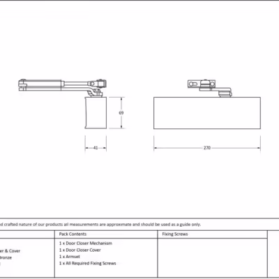 Polished Bronze Size 2-5 Door Closer & Cover - Image 3