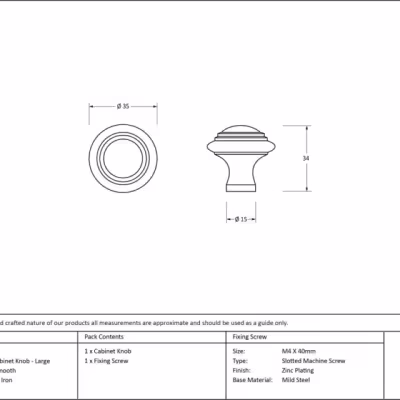 Natural Smooth Ringed Cabinet Knob - Large - Image 3