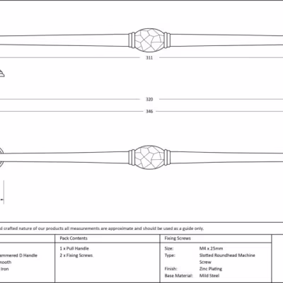 Natural Smooth 13 1/2" Hammered D Handle - Image 3