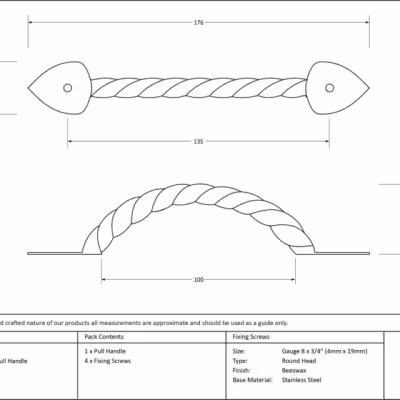 Beeswax 7" Twist Pull Handle - Image 3