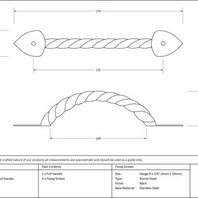 Black 7" Twist Pull Handle - Image 3