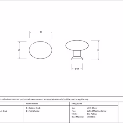 Pewter Oval Cabinet Knob - Image 3