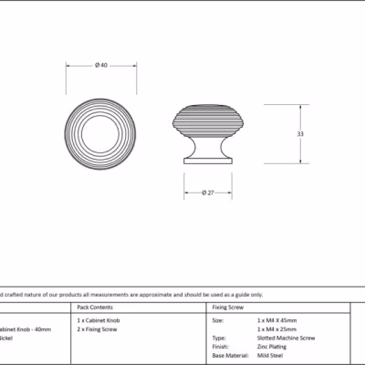 Polished Nickel Beehive Cabinet Knob 40mm - Image 3