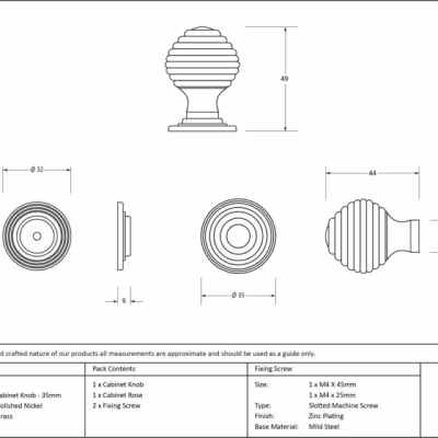 Ebony and PN Beehive Cabinet Knob 35mm - Image 3
